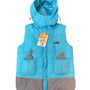 Miqitongxiaoya Hooded Puffer Vest With Cartoon Design Blue & Gray Size M - New