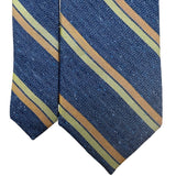 Tie Bar Mens Blue & Multi-Color Silk Linen Striped Tie Elegant Stain Resistant