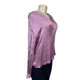 Good Hart Women's Pink Long Sleeve V Collar Shirt Sz S
