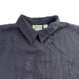 Chicos Womens Black  Button-Down Shirt 3/4 Sleeve Textured Size 2