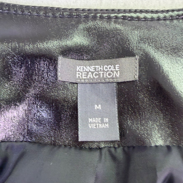 Kenneth Cole Reaction Womens Black Shiny Jacket Stylish Lightweight Design Sz M