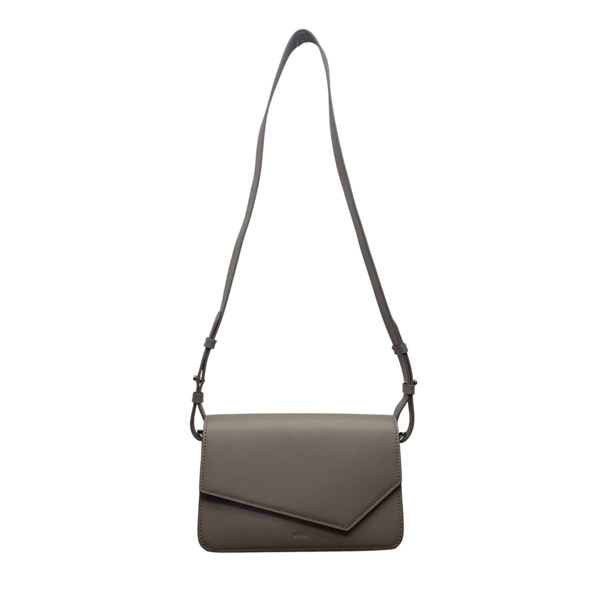 Wera Women’s Gray Leather Envelope Flap Adjustable Strap Compact Crossbody Bag