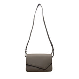 Wera Women’s Gray Leather Envelope Flap Adjustable Strap Compact Crossbody Bag