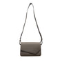 Wera Women’s Gray Leather Envelope Flap Adjustable Strap Compact Crossbody Bag