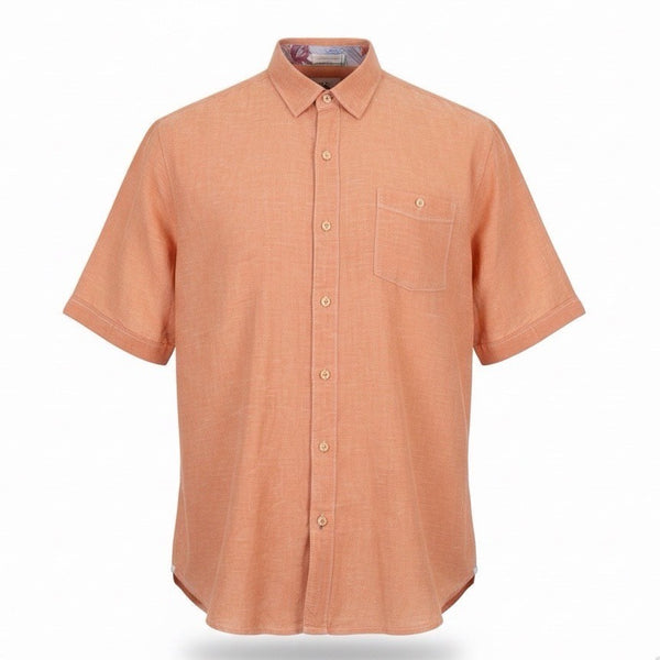 Tommy Bahama Mens Orange Linen Short Sleeve Fit Size Button-Up Shirt Relax 2XB