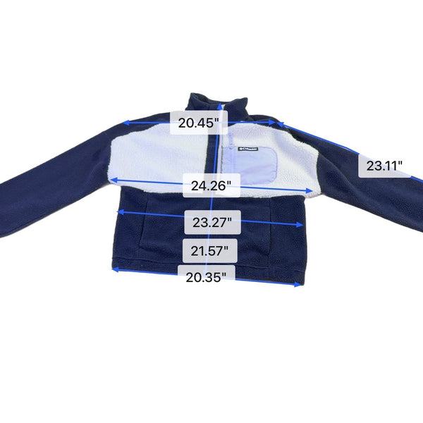 Columbia Womens Navy & White Half-Zip Fleece Pullover Warm Layer Sz L