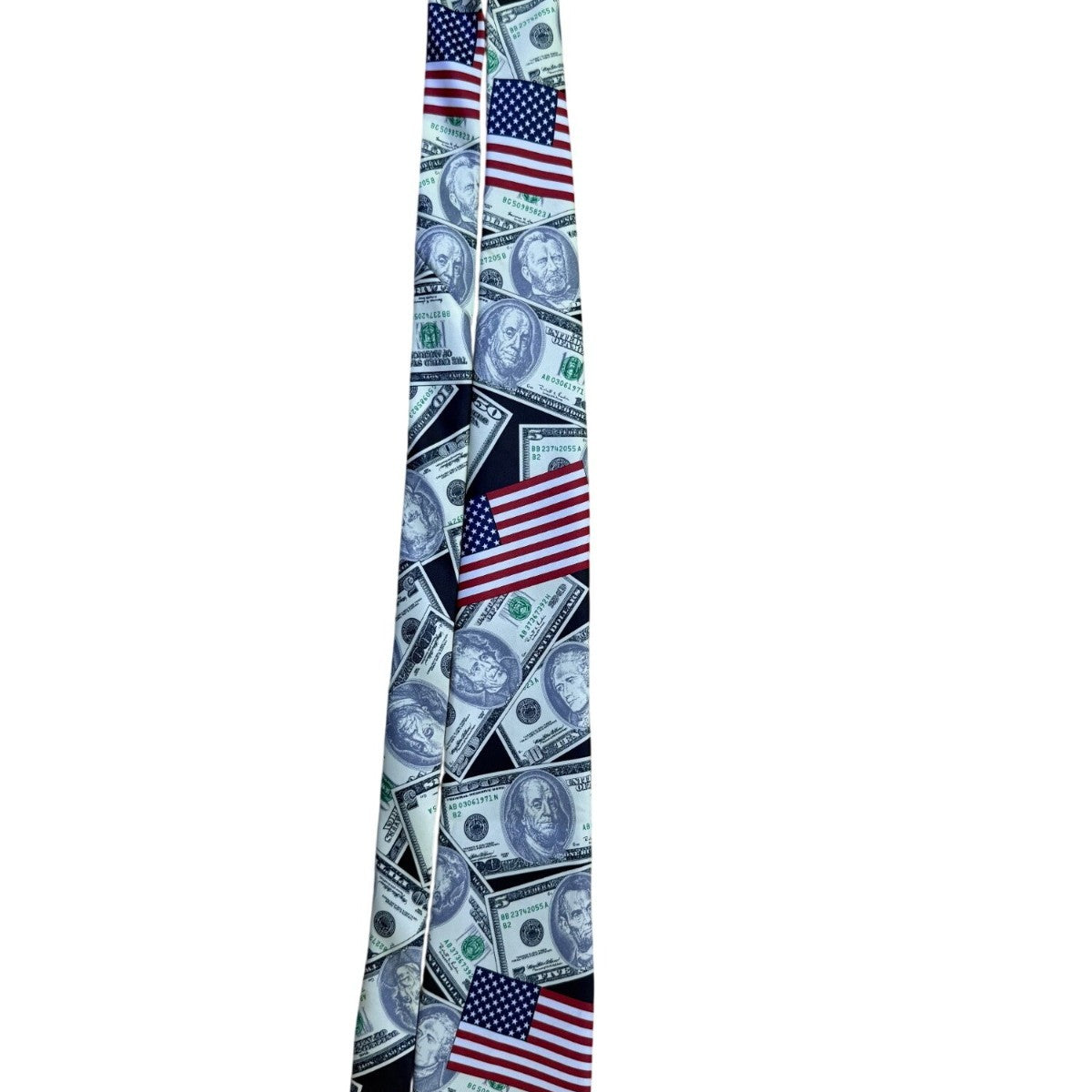 Rene Chagal Mens Multicolor Novelty Money & American Flag Tie