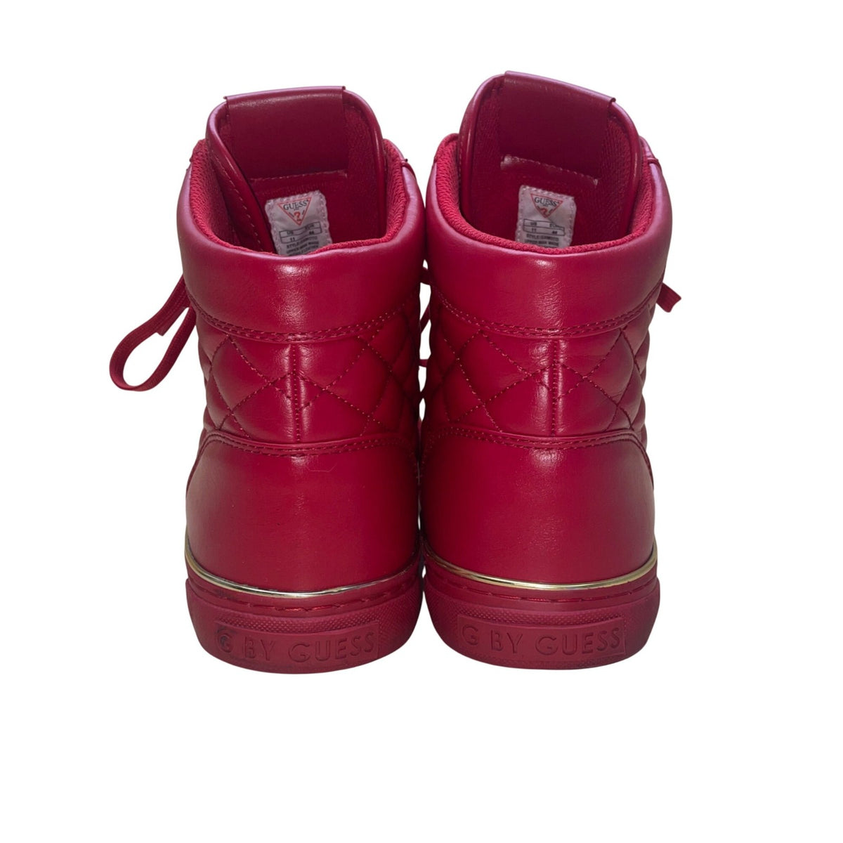 G By Guess Men’s Red Man-Made Quilted Lace-Up GX Moto High-Top Sneakers Size 11