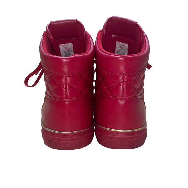 G By Guess Men’s Red Man-Made Quilted Lace-Up GX Moto High-Top Sneakers Size 11