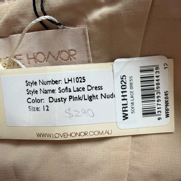 Love Honor Womens Dusty Pink Sofia Dress Elegant Floral Design Size 12