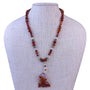 Natural Stone Womens Red Bead Necklace With Fish Pendant Handmade Design