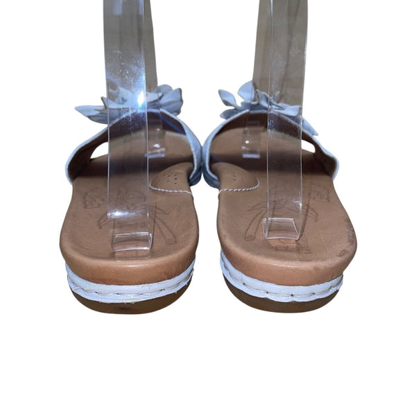 Born Women’s White Leather Flower Detail Slingback Sandals Size 10