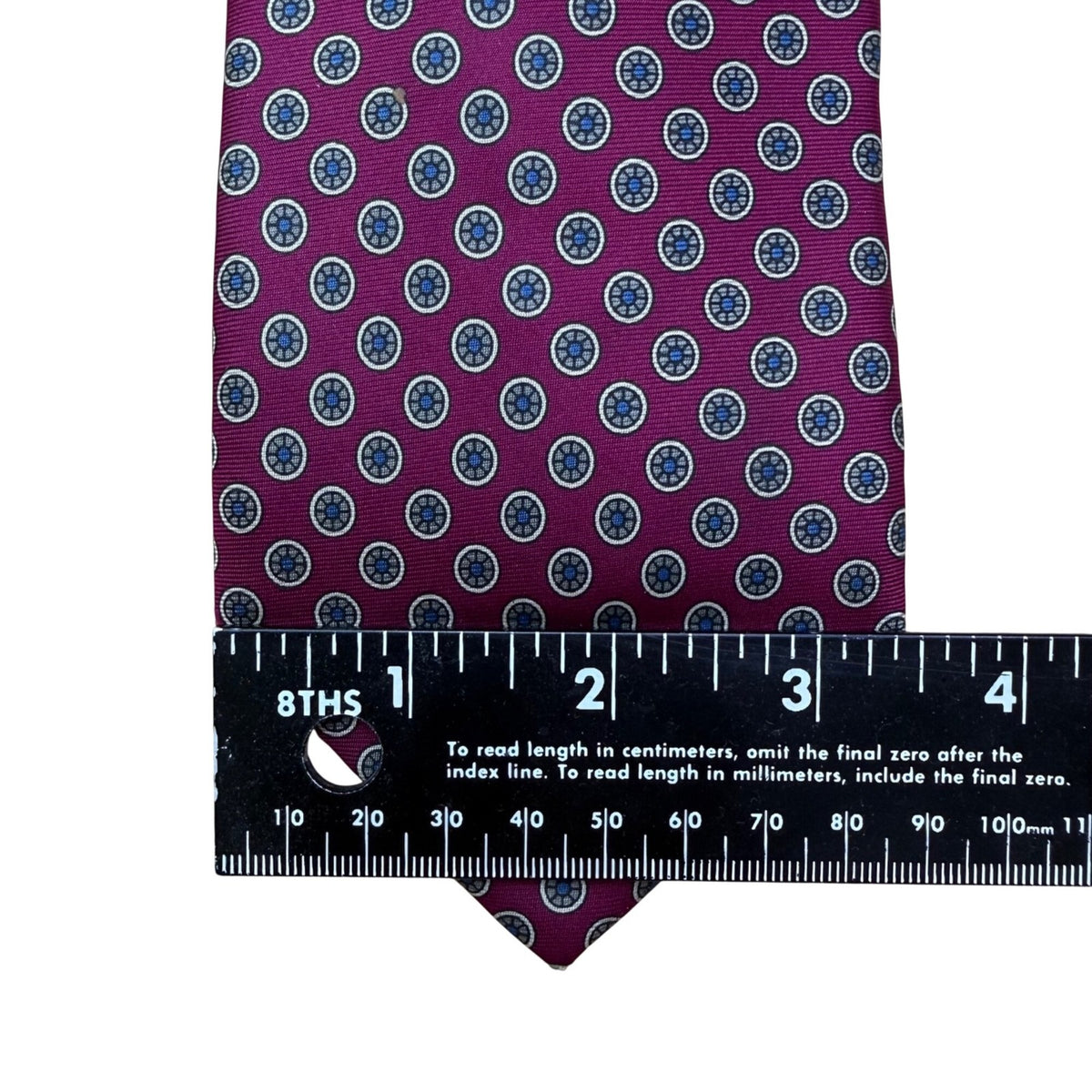 Austin Reed Mens Purple Italian Silk Necktie Geometric Pattern Made In USA 