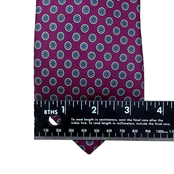 Austin Reed Mens Purple Italian Silk Necktie Geometric Pattern Made In USA 