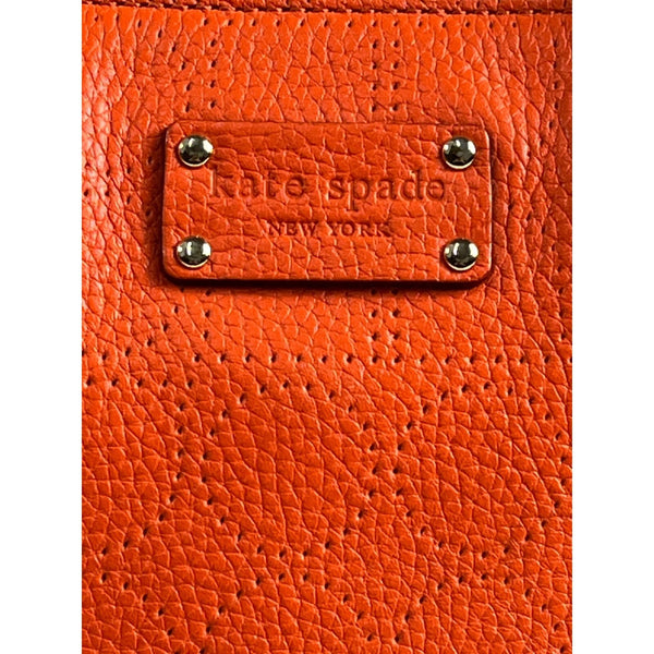 Kate Spade NY Women's Bright Orange Circle Perforated Design Shoulder Bag Sz M