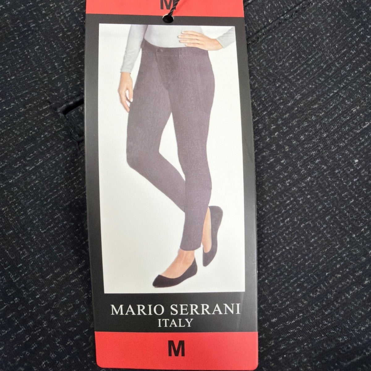 Mario Serrani Womens Black Polyester Blend Slim Fit Knit Legging Charcoal Plaid