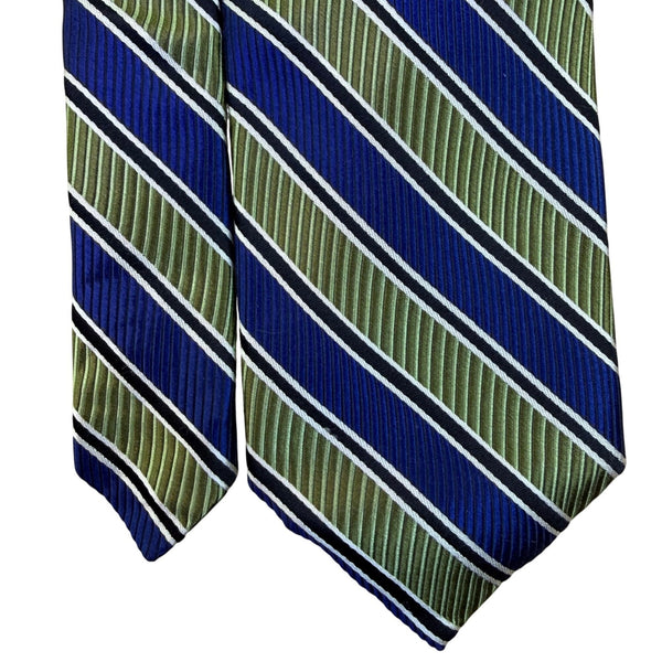 Robert Talbott Mens Blue & Green 100% Silk Striped Pattern Necktie