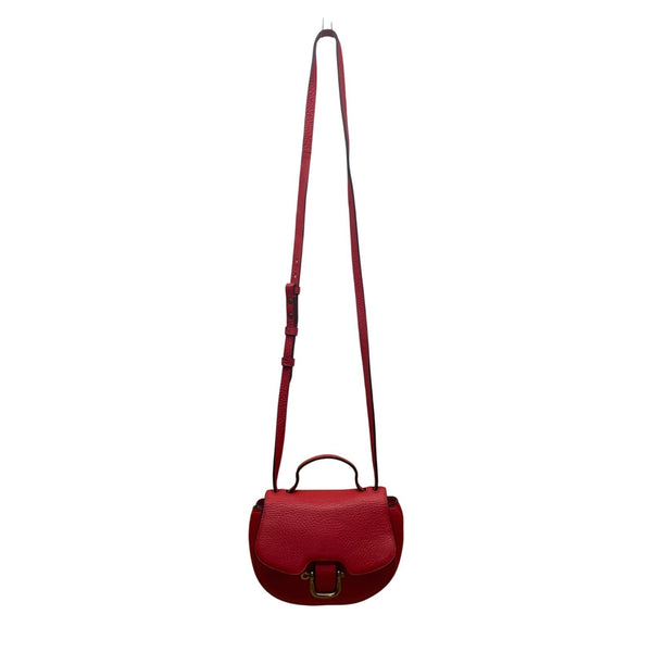 J.Crew Women’s Red Leather With Adjustable Crossbody Strap Saddle Bag