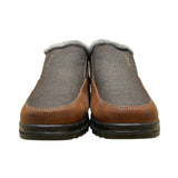Boxpopla Men’s Brown & Gray Faux Leather Slip-On Winter Boots