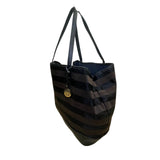 Tommy Hilfiger Women’s Black Striped Nylon & Leather Everyday Tote Bag