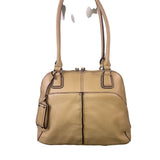 Tignanello Women’s Beige Genuine Leather Pebbled Shoulder Bag With Zip Closure