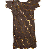 Oleg Cassini Womens Brown Silk Mesh Sequin Embellished Cocktail Dress Size 8