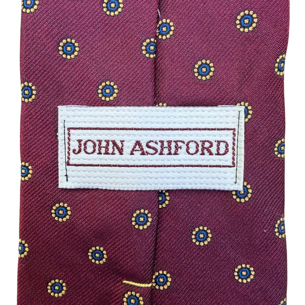 John Ashford Mens Purple Silk Floral Print Tie 3.5" Wide
