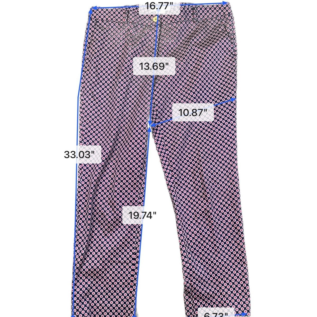 Michael Kors Womens Pink & Navy Cotton Blend Mid-Rise Cropped Pants Size 10P