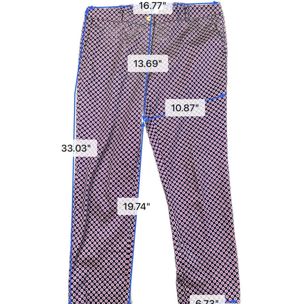 Michael Kors Womens Pink & Navy Cotton Blend Mid-Rise Cropped Pants Size 10P