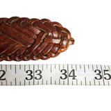 Ann Taylor Womens Brown Genuine Leather Braided Belt Silver-Tone Buckle Accents