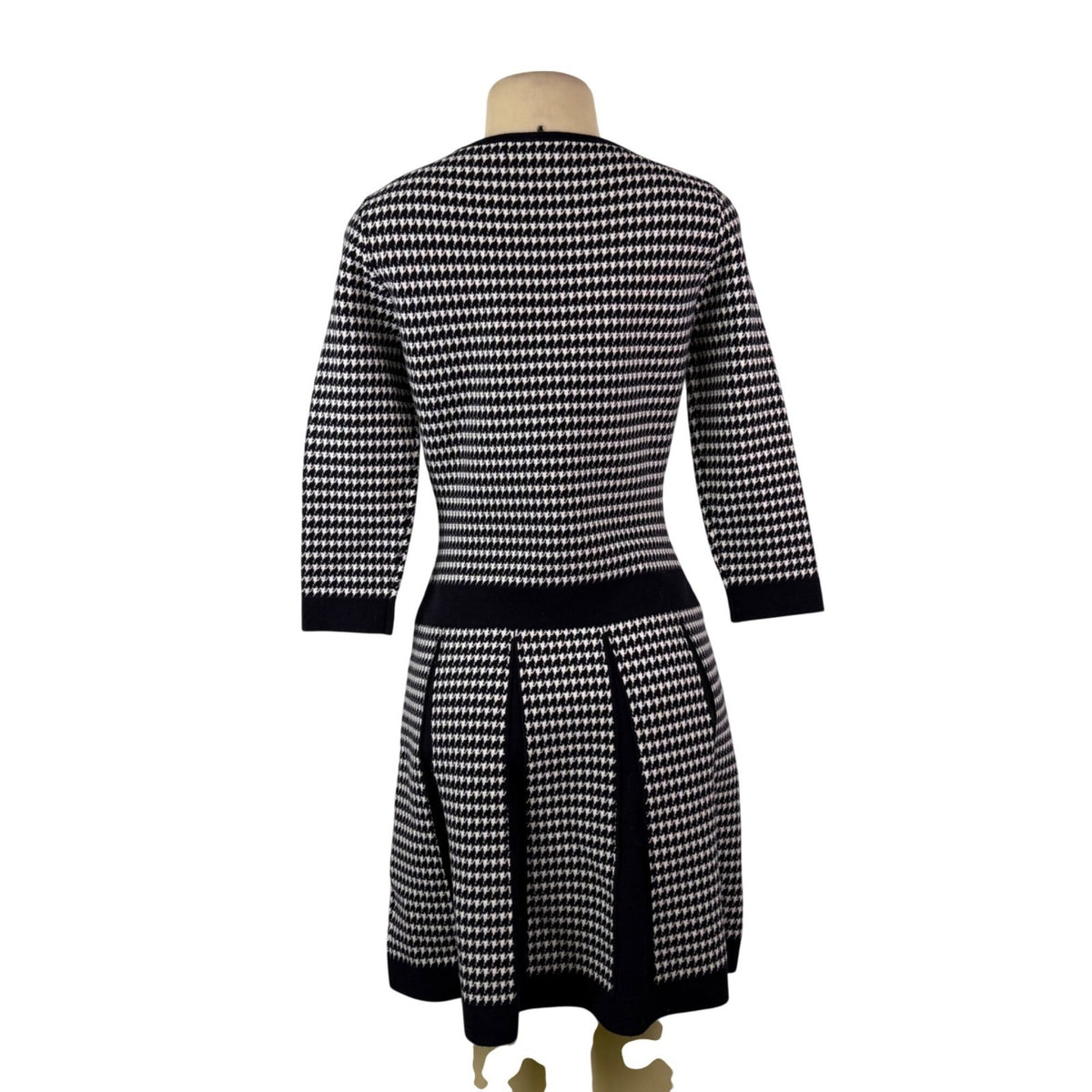 Lauren Ralph Lauren Womens Black & White Houndstooth Pleated Dress Sz M