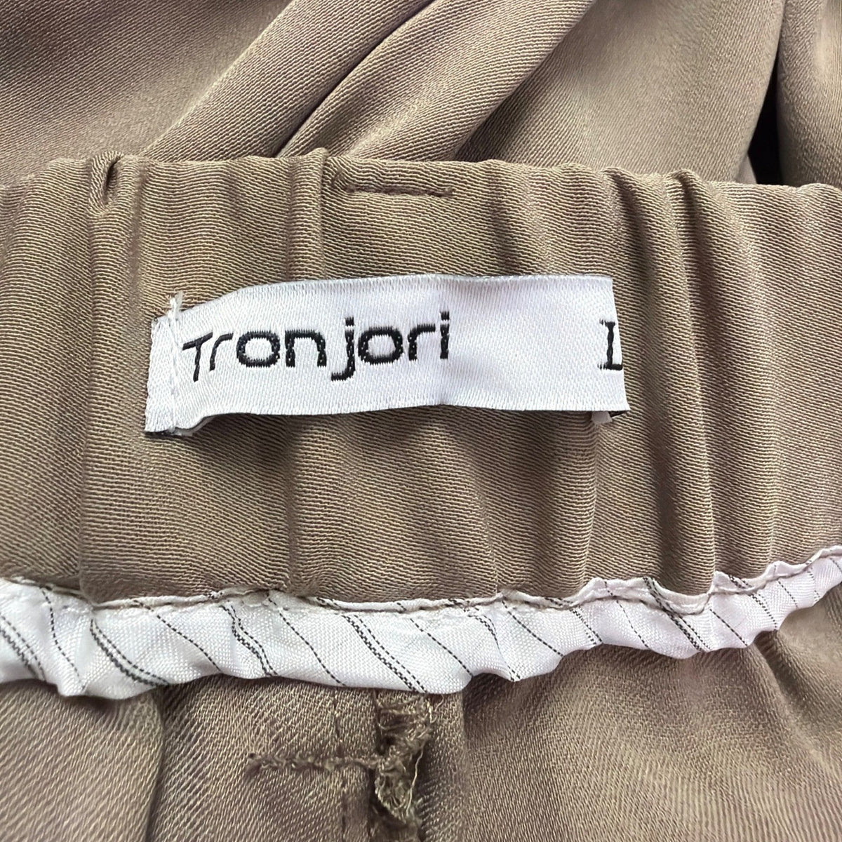 Tronjori Womens Tan Khaki Wide-Leg & Pleated Lightweight Pants Size L
