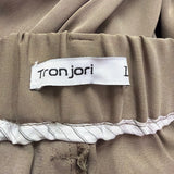 Tronjori Womens Tan Khaki Wide-Leg & Pleated Lightweight Pants Size L