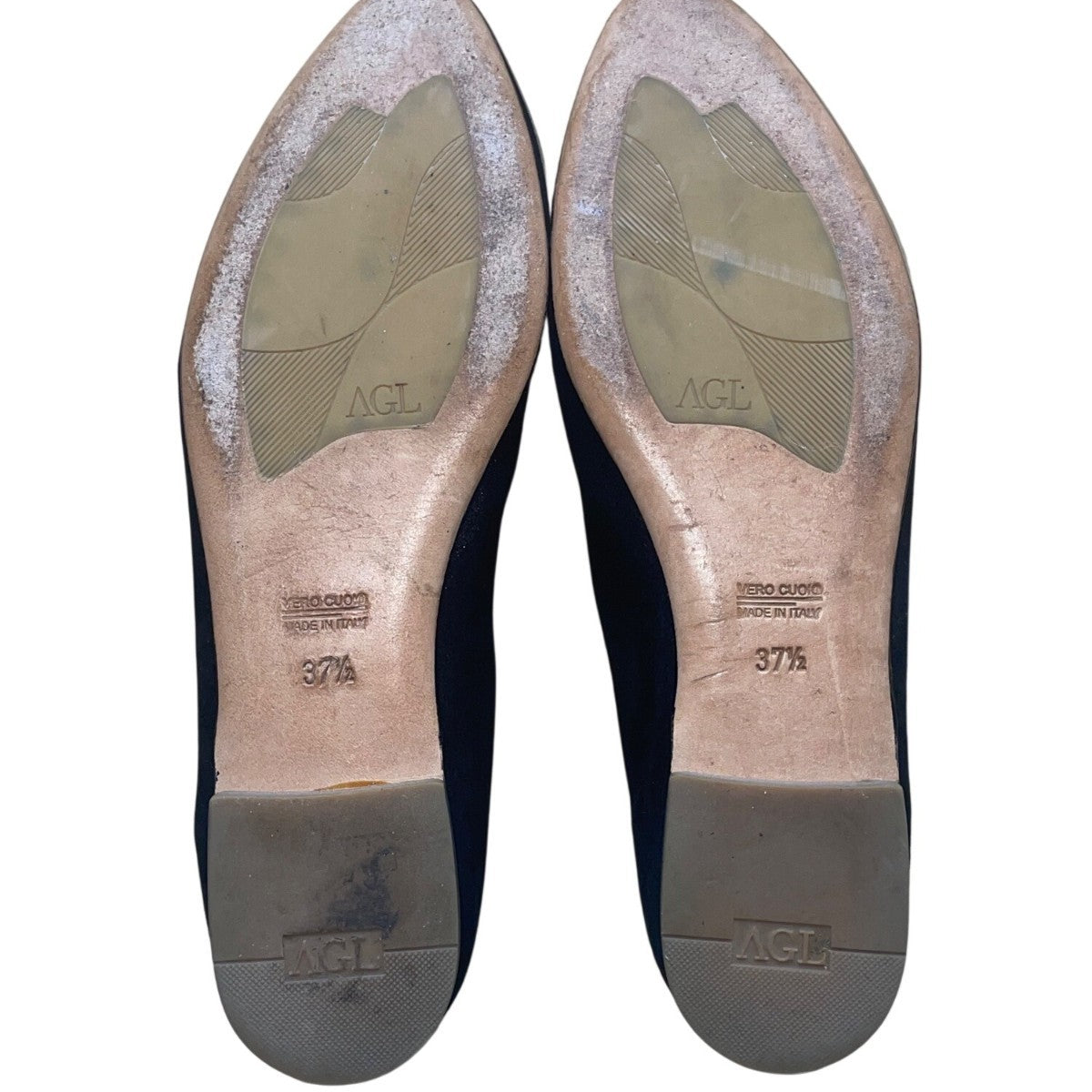 AGL Women’s Black Suede Leather Sole Slip-On Ballet Flats Size 37.5