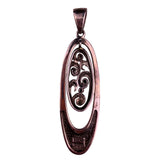 Oval Italian Sterling Silver Pendant 925 Intricate Filigree Wave Patter