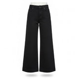 Zara Womens Black Cotton Wide-Leg Frayed Hem High-Waist Jeans Size 4