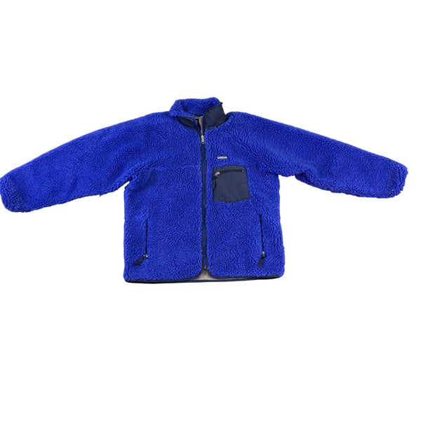 Retro Patagonia Mens Blue Sherpa Fleece Full-Zip Jacket Warm & Durable Size L