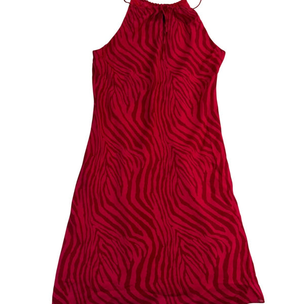 Express Womens Red Polyester Halter Neck Zebra Print Mini Dress Size 3/4 Lined