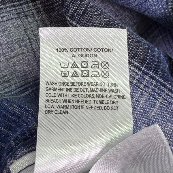 Lucky Brand Mens Blue Cotton Plaid Button-Up Western Shirt Front Pockets Size M