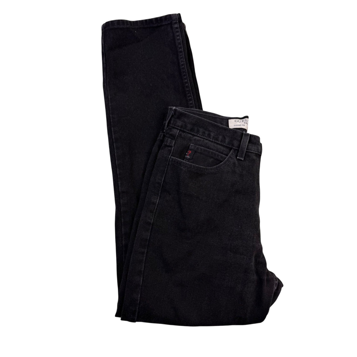 Guess Jeans Mens Black Denim Pants Classic Fit Cotton Narrow Leg Size 30