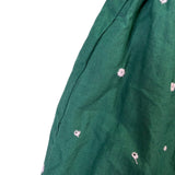 Loft Womens Green Cotton Short-Sleeve Embroidered Dress W/ Waist Tie Size L