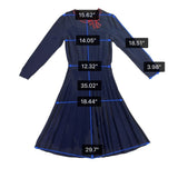 Draper James Womens Navy Pleated Dress With Red Trim Bow Accent Size M