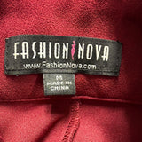 Fashion Nova Womens Red Pleated Mini Dress Zip Closure Belted Size M
