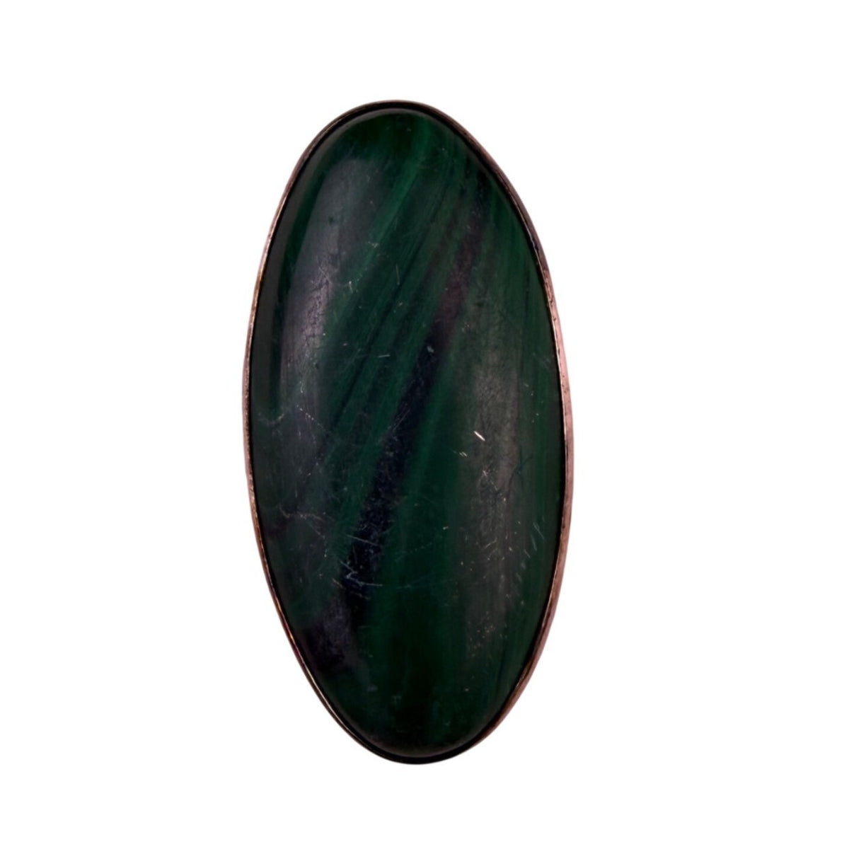 Sterling Silver Womens Green Malachite Oval Gemstone Ring Handmade Jewelry