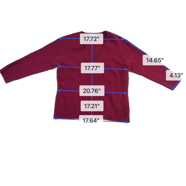 Gap Womens Red Wool V-Neck Sweater Stretch Fit Simple Design Durable Warm Sz L