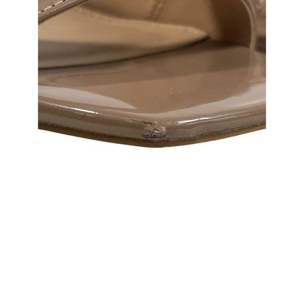Steve Madden Women's Tan Patent Rego High Heels Slide Sandals With Chain Hardwar