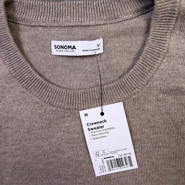 Sonoma Mens Beige Crewneck Sweater Seasonless Sz M