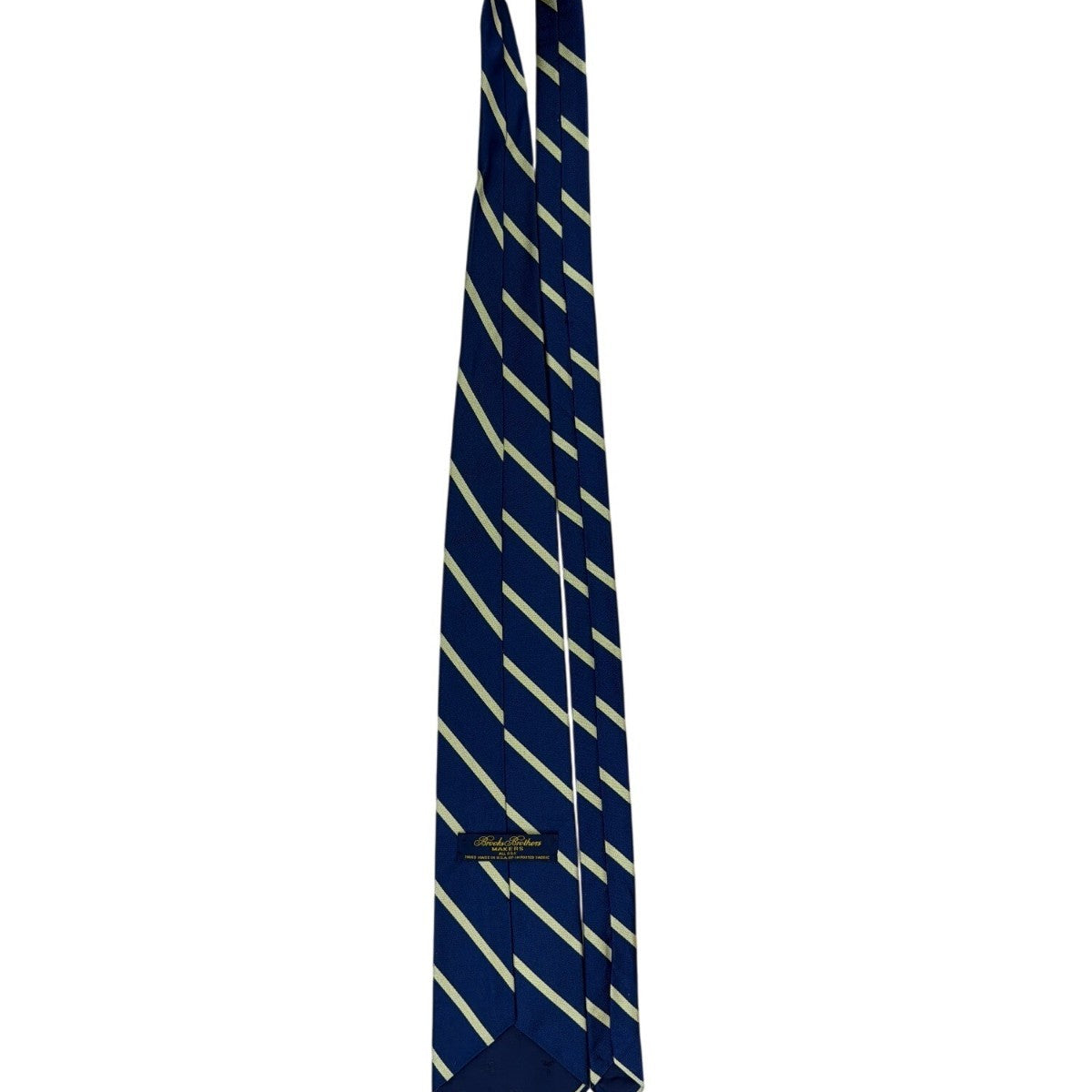 Vintage Brooks Brothers Mens Navy & Yellow Silk Striped Tie Handmade USA Classi