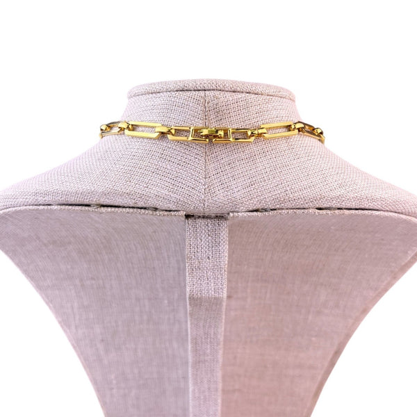 Monet Womens Gold Tone Red Enamel Link Necklace Chain Vintage Jewelry