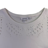 Chicos Womens White Cotton Eyelet Flutter Sleeve Blouse Size 1 US M